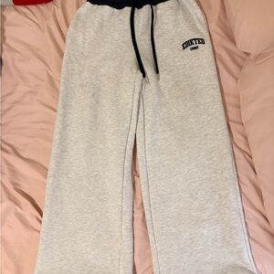 Edikted Light Gray Sweatpants with Navy Drawstring